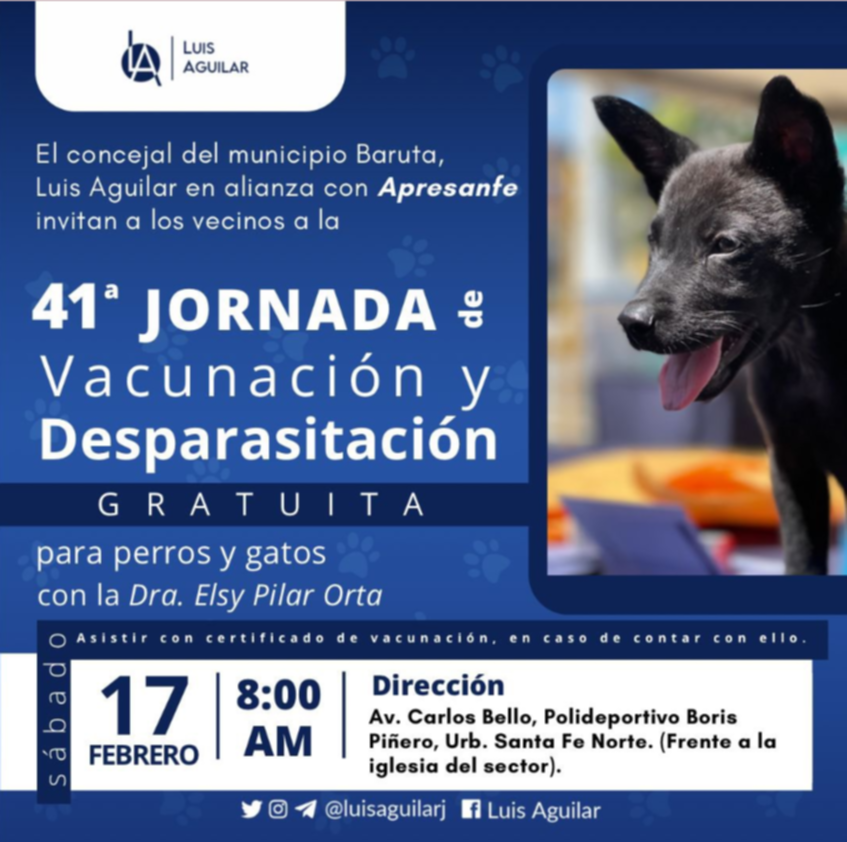 Jornada de vacunación para mascotas este #17Feb Jornada de vacunación para mascotas este #17Feb