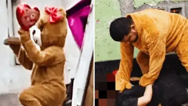 Se disfraza de oso de peluche para atrapar a traficantes en San Valentín Se disfraza de oso de peluche para atrapar a traficantes en San Valentín