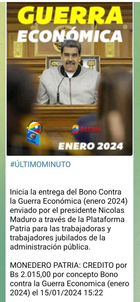 AHORA| Patria inicia entrega de un bono por Bs. 2.015: ¿Quiénes lo cobran? AHORA| Patria inicia entrega de un bono por Bs. 2.015: ¿Quiénes lo cobran?