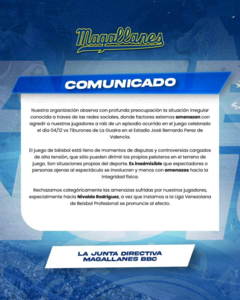 LVBP: Navegantes del Magallanes reacciona ante amenazas del padre de Ronald Acuña