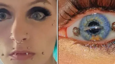 Mujer se colocó un piercing en el ojo (+Video)