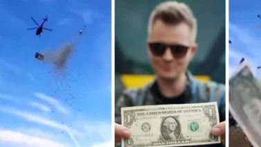 Actor checo lanzó un millón de dólares desde un helicóptero