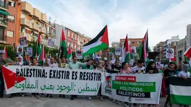Un grupo de personas protestaron en España en apoyo a Palestina Un grupo de personas protestaron en España en apoyo a Palestina