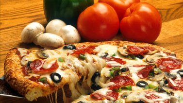 Pizza con champiñones para la familia