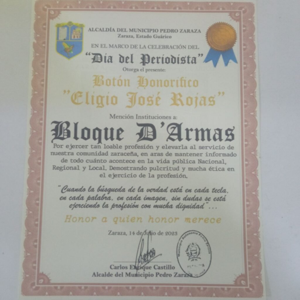 Alcaldía de Zaraza reconoce excelencia periodística de 2001 Alcaldía de Zaraza reconoce excelencia periodística de 2001