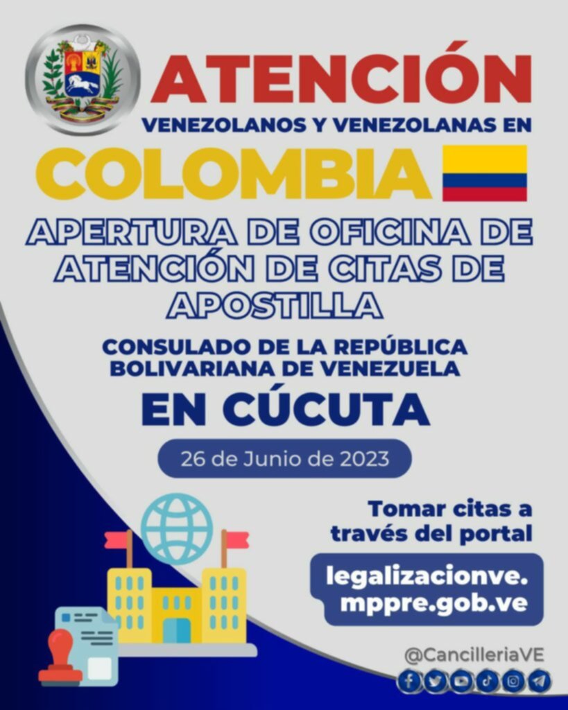 Venezuela activa oficina de citas para apostilla en Cúcuta (+Detalles) Venezuela activa oficina de citas para apostilla en Cúcuta (+Detalles)