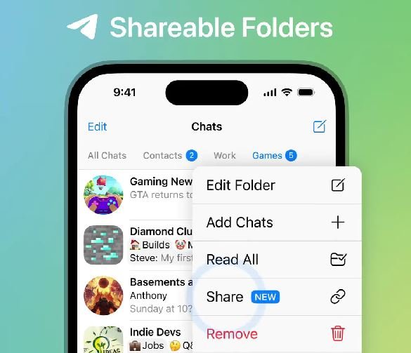 Nueva actualización de Telegram estrena las carpetas compartidas Nueva actualización de Telegram estrena las carpetas compartidas