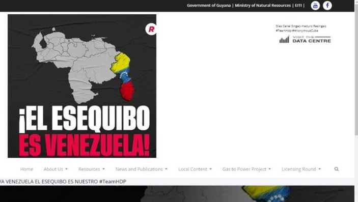 Hackean página web oficial del Gobierno de Guyana: Esto le colocaron en la portada