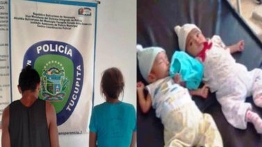 Pareja abandona a sus bebés y luego se pelea a golpes en una plaza