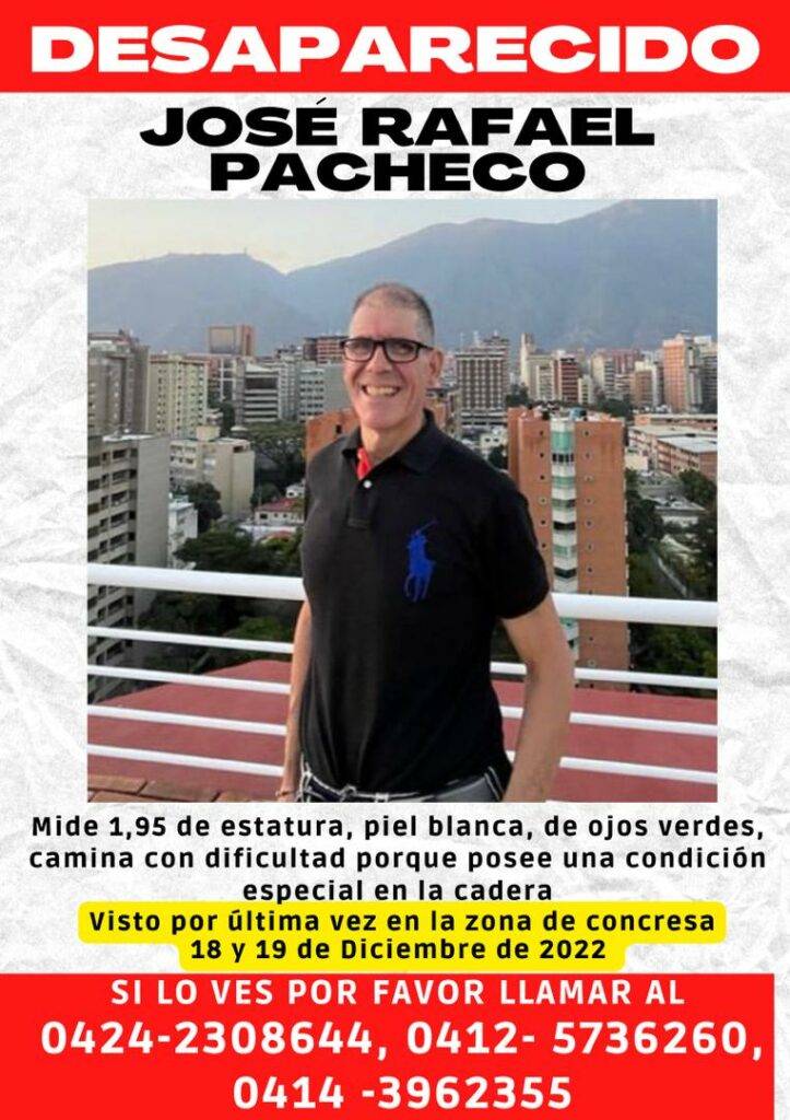 ¡José Rafael Pacheco está desaparecido! Familiares y amigos claman por encontrarlo ¡José Rafael Pacheco está desaparecido! Familiares y amigos claman por encontrarlo