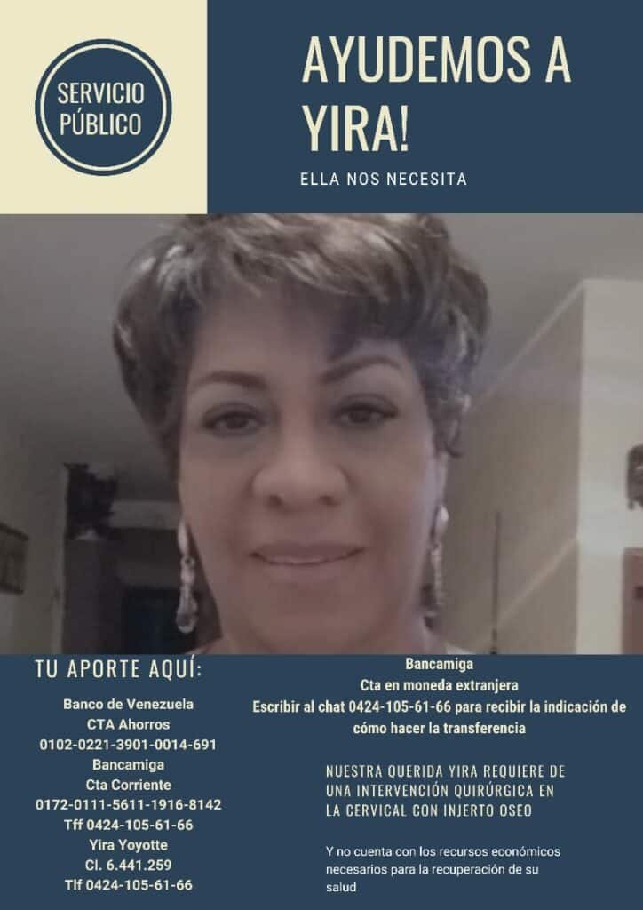 Servicio público: Ayudemos a Yira Yoyotte Servicio público: Ayudemos a Yira Yoyotte