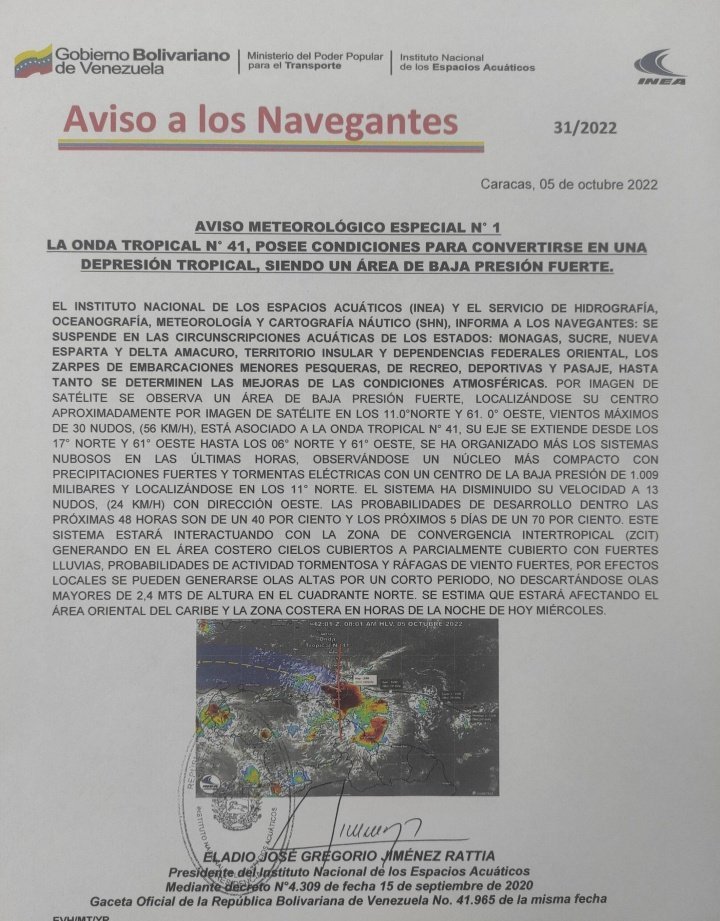 INEA suspende zarpes de embarcaciones en cuatro regiones del país (+Detalles) INEA suspende zarpes de embarcaciones en cuatro regiones del país (+Detalles)