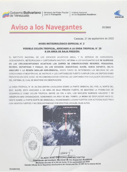 INEA suspende zarpes de embarcaciones en el oriente del país INEA suspende zarpes de embarcaciones en el oriente del país