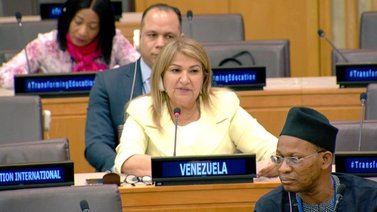 Yelitze Santaella ante la ONU: Los maestros son prioridad en plan educativo de Venezuela