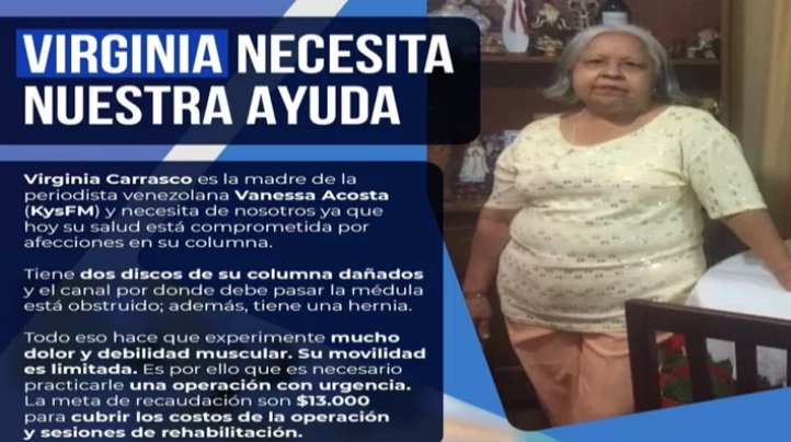 SERVICIO PÚBLICO: Ayudemos a la señora Virginia Carrasco SERVICIO PÚBLICO: Ayudemos a la señora Virginia Carrasco
