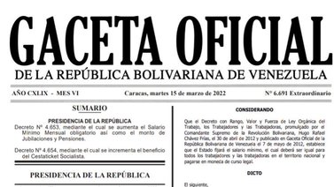 Incremento salarial en Venezuela es publicado en Gaceta oficial