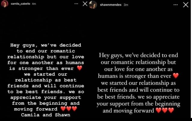 Camila Cabello y Shawn Mendes anuncian su ruptura tras dos años de noviazgo Camila Cabello y Shawn Mendes anuncian su ruptura tras dos años de noviazgo