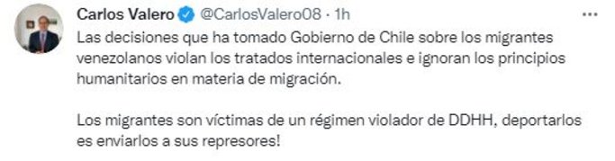 Diputado Valero condena deportación de 70 migrantes venezolanos en Chile Diputado Valero condena deportación de 70 migrantes venezolanos en Chile