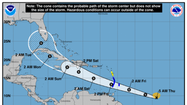 NHC: La tormenta Elsa se desplaza hacia el Caribe