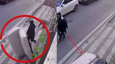 Mujer se salva por pocos centímetros de morir aplastada por un sofá (+Video)