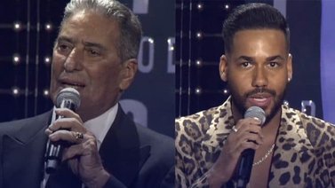 Romeo Santos y Niní Cáffaro reciben las estatuillas de los Premios Soberano