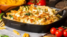 Receta de pasta gratinada con jamón