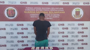 GNB incautó 34 gramos de marihuana y aprehenden al sujeto en Sucre