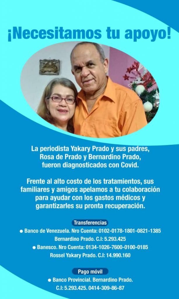 Servicio Público: ayudemos a la periodista Yakary Prado a superar el COVID-19 Servicio Público: ayudemos a la periodista Yakary Prado a superar el COVID-19