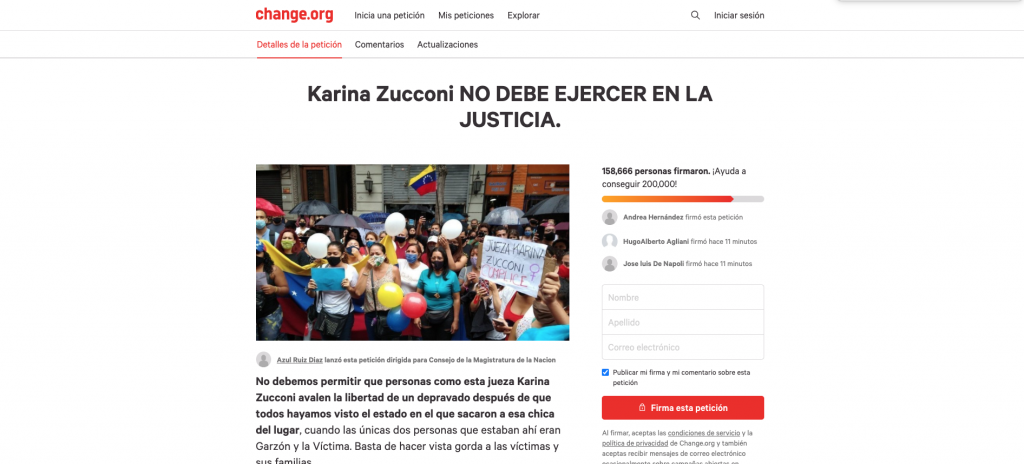 Venezolanos en Argentina recogen firmas para exigir destitución de la jueza Karina Zucconi