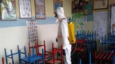 Desinfectan centros de votación para segundo simulacro electoral Desinfectan centros de votación para segundo simulacro electoral