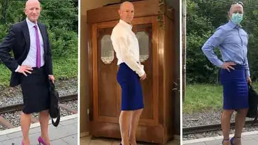 Hombre usa falda y tacones para trabajar (+fotos) Hombre usa falda y tacones para trabajar (+fotos)