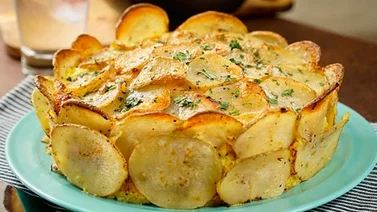 Pastel de papas con queso y jamón