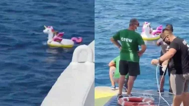 Rescataron una niña de cuatro años cuando se alejó de una costa griega en su flotador de unicornio