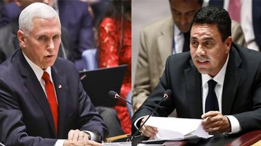 Pence a Moncada: Usted no debería estar aquí en la ONU, dile a Maduro que su tiempo acabó