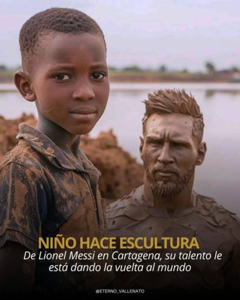La polémica escultura de Leo Messi creada por un niño o Inteligencia Artificial