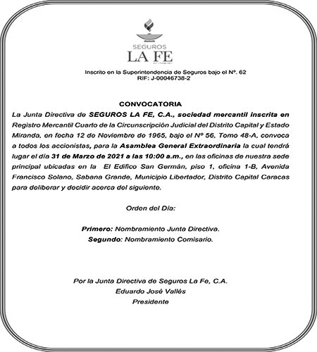 Seguros la Fe | Asamblea Extraordinaria