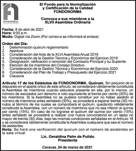 Convocatoria | FONDONORMA
