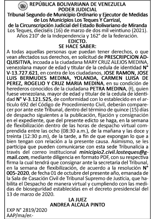 PRESCRIPCIÓN ADQUISITIVA | JUL 2021