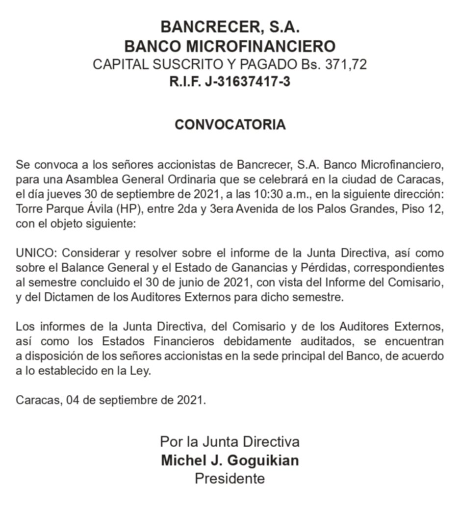 Convocatoria | Asamblea General Ordinaria Sep 2021- Aprobación de EE FF