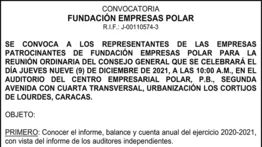 CONVOCATORIA | FUNDACIÓN EMPRESAS POLAR 01 Dic 2021