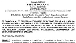 CONVOCATORIA | BEBIDAS POLAR 01 Dic 2021