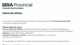AVISO | CIERRE DE OFICINA GOOD YEAR BBVA 16 DIC 2021