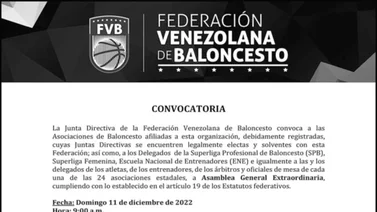 CONVOCATORIA | FEDERACIÓN VENEZOLANA DE BALONCESTO 06 DIC 2022