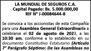 CONVOCATORIA | LA MUNDIAL DE SEGUROS 27 JUL 2023