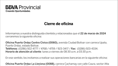 BBVA PROVINCIAL | CIERRE DE OFICINA PUERTO ORDAZ CÍVICO