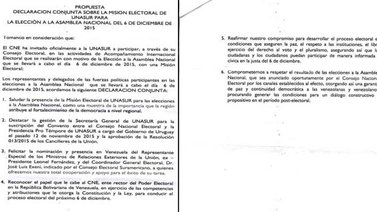 La MUD tiene sus reservas con el documento de Unasur