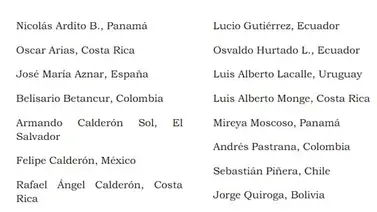 Declaración de Panamá de los ex jefes de Estado y de Gobierno Declaración de Panamá de los ex jefes de Estado y de Gobierno