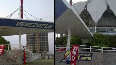 Amanecen pintadas las paredes de la Flor de Venezuela con mensajes del PSUV Amanecen pintadas las paredes de la Flor de Venezuela con mensajes del PSUV
