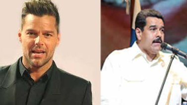 Maduro le regala una bandera de Cuba y una de Puerto Rico a Ricky Martín
