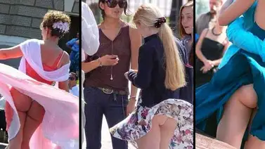 ¡¡Ups!! El viento le subió las minifaldas a estas chicas ¡¡Ups!! El viento le subió las minifaldas a estas chicas